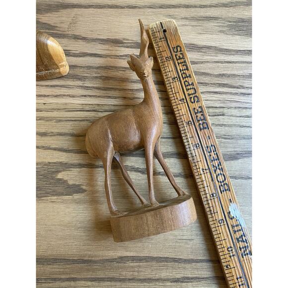 Vintage Hand Carved Wooden Gazelle Set Antelope Deer Made in Kenya Africa - Picture 5 of 7